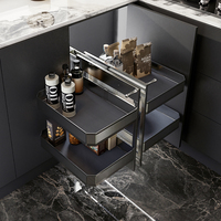 ARTSTEEL Panier coulissant double niveau Magic Corner à ouverture complète avec glissière robuste pour rangement dans les armoires d'angle de cuisine