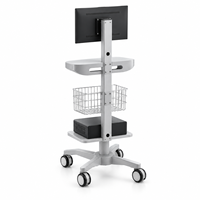 Chariot de surveillance pour salle d'endoscopie avec base roulante à cinq roulettes et panier à accessoires pour l'installation d'appareils de surveillance du patient
