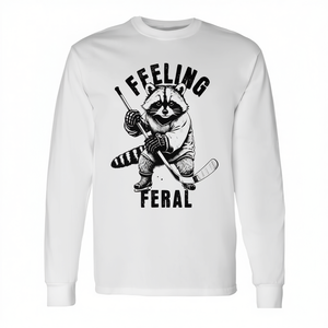 Camiseta de manga larga Feeling Feral Raccoon Hockey, unisex, para adultos, cuello redondo, talla mediana - Product Image 2