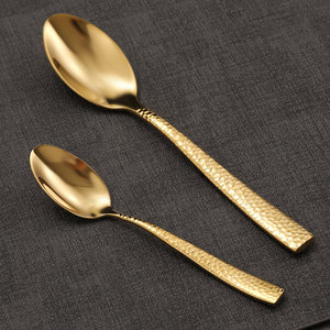 ชุดช้อนส้อมมีดสเต็กสแตนเลส 304 สไตล์เกาหลี แบบตอกลายหนา สำหรับร้านอาหาร ชุดสี่ชิ้น - Product Image 3