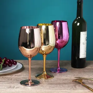 Specchio personalizzato per feste di matrimonio soffiato a mano bicchiere da vino elettrolitico con calice di cristallo colorato blu oro rosa