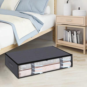 Boîtes de rangement pliables sous le lit en tissu épais, organiseurs de vêtements sous le lit avec fenêtre transparente - Product Image 1