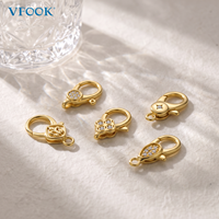 Fermoir à gâchette multi-usages VFOOK Findings pour bijoux fins pour femmes, anti-ternissement, en or massif 18 carats, pour service personnalisé