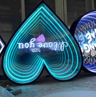 Enseigne lumineuse LED néon personnalisable effet miroir infini à double tunnel mural, pour décoration de magasins et bâtiments, avec prise transformateur