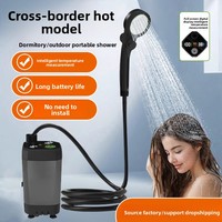 Douche portable ronde rechargeable 4500 mAh 10W avec chargement USB IPX7 Modèle A21 pour camping et dortoir