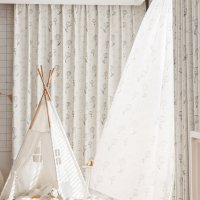 Cortinas Transparentes con Estampado de Rayas Minimalistas de Alta Calidad de Fábrica, Transpirables, Florales, para Oficina