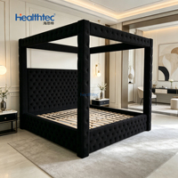 Lit à baldaquin à quatre poteaux en MDF rembourré, ensemble de meubles de chambre à coucher, vente en gros directe usine Foshan