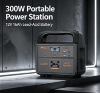 Station d'alimentation portable 300W avec onduleur à onde sinusoïdale pure, contrôleur MPPT, compatible batteries LiFePO4 et plomb-acide, mini générateur solaire