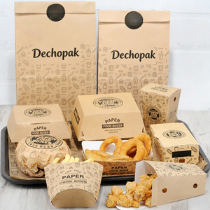 Caja de Papel Kraft Plegada Previamente Personalizada y Desechable para Hamburguesas, Papas Fritas, Nuggets de Pollo, Palomitas de Maíz, Pollo Frito - Product Image 1