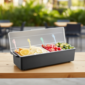 Contenedor Refrigerado de 4 Compartimentos para Condimentos y Bebidas con Tapa, para Bar en Casa, Bandeja para Adornos - Product Image 2