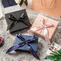 Vente en gros de boîte cadeau créative à double porte avec ruban noir ponctuel boîte d'emballage cadeau exquise personnalisée de parfum rouge à lèvres anniversaire