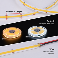 Fabricant de bande LED COB sans points DC24V CRI90 95, 480 LED, bande LED COB flexible, éclairage LED intelligent pour la pièce