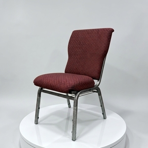 Chaises d'auditorium en tissu bleu rembourrées avec panier à livres en métal, empilables, pour églises, théâtres et banquets - Product Image 1