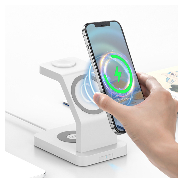 15W PD Magnetic 3-in-1 Wireless Charger Dock for iPhone Watch & Electric Car-Professional Use with Fast Charging