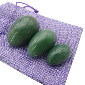 Yoni ovos pedra jade natural femininos, ovos de massagem para mulheres, treinamento muscular pélvico, 3 tamanhos em um conjunto