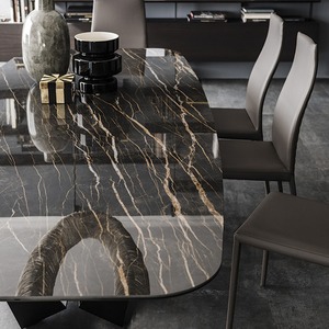 Luce italiana luce di lusso tavolo in pietra nordico di lusso rettangolare tavolo da pranzo in acciaio inox design tavolo da pranzo - Product Image 4