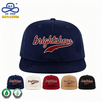 Gorras de Béisbol Snapback de Estilo Hiphop Azul Marino con Logotipo Brightshow Bordado Personalizado en Tela Premium para Uso Casual en la Calle