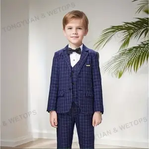 Custom Clothing 2023 New Fashion Children Clothing Plaid Blazer Casual Boy's Suit Two Pieces Sets Korean Performance Stage Suit