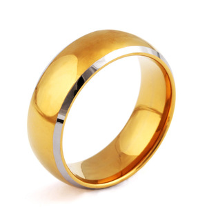 แหวนสแตนเลสสตีลสองสี 18K ทอง 8 มม. สำหรับผู้ชาย สวมใส่ได้ทุกวัน ดีไซน์เรขาคณิต - Product Image 2