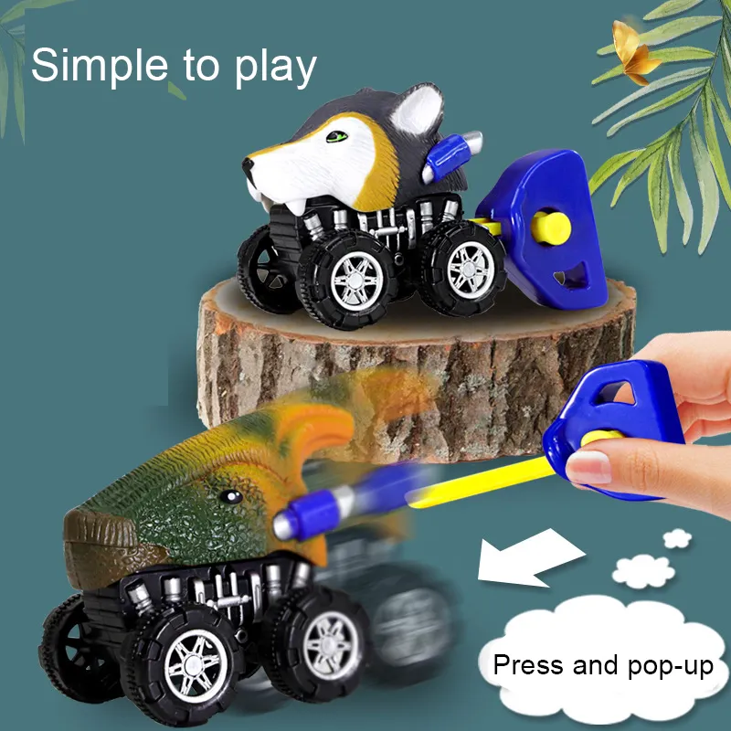La expulsión de tiroteo coche Catapulta de dibujos animados de animales de coche modelo de vehículo