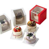 Boîte à gâteau personnalisée en gros avec logo, boîte d'emballage pour gâteau en carton biodégradable mini 2/3 pouces, couleur ivoire, avec fenêtre