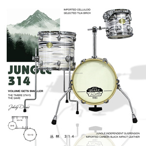 Beatello marque personnalisée Jungle 3 pièces/ensemble <span class=keywords><strong>batterie</strong></span> 14 ''grosse caisse Portable en bois acoustique voyage <span class=keywords><strong>batterie</strong></span> ensemble pour batteurs - Product Image 6