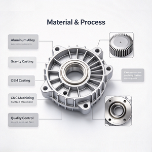 Boîtier de moteur en aluminium moulé par gravité sur mesure, usiné CNC, traitement de surface par teinturage à l'acide, fabrication ISO, OEM - Product Image 3