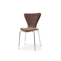 Chaise de salle à manger et de repos en tissu marron, avec pieds en acier chromé