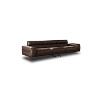 Lassic-sofá clásico de cuero puro con patas de acero inoxidable para sala de estar, conjunto de muebles
