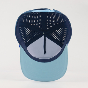 Custom Logo with Rope Hats Men's 5 Panel Golf Hat Rubber Patch Waterproof Laser Cut Hole Adjustable Snap Back Perforated Hat - Product Image 5