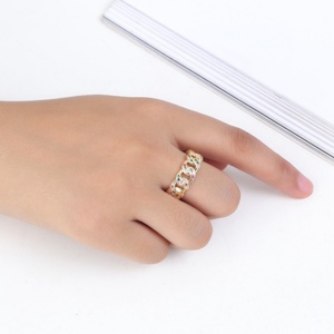 Classic Zircon Gold Plated Cuban Link <b>Ring</b> Stainless Steel <b>Iced</b> Out <b>Ring</b> Hiphop Jewelry - Product Image 4