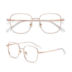 Montures de lunettes rétro géométriques en titane, or rose, unisexe, légères, monture complète, verres en plastique, origine Danyang - Product Image 1