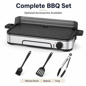 Nouvelle <span class=keywords><strong>Plancha</strong></span> Électrique Intérieure/Extérieure, Gril BBQ Sans Fumée pour la Maison avec Plaque Antiadhésive Amovible et Pare-éclaboussures - Product Image 3