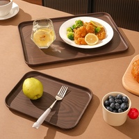 Plateau de service rectangulaire en bois grainé, organisateur de vaisselle, plateau de service alimentaire, plateau de petit-déjeuner, plateau à thé, plateau à café, plateau de chambre d'hôtel