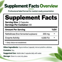 Capsules de Nattokinase, Enzyme de Natto, Soja Fermenté Végétalien, Gamme Nutraceutique, Prêt pour les Lignes de Bien-être, Approvisionnement en Gros par Contrat
