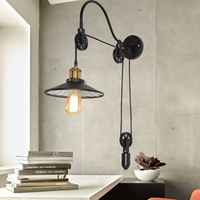 Lampe murale créative à poulie de style industriel rétro en fer forgé, idéale pour couloir, escalier ou bar, de style américain