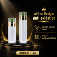 Emballage cosmétique de luxe sans air, vaporisateur à brume en plastique PET, flacon cylindrique pour soin du visage, sérum, 30 ml, flacon à double paroi