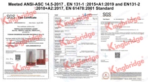 Échelle télescopique industrielle en fibre de verre <span class=keywords><strong>isolée</strong></span> non conductrice KINGBRIDGE FRP 3*18 marches, conforme aux normes EN131, EN61478 et ANSI-ASC 14.5 - Product Image 3