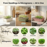 Kit de culture de micro-légumes 2-en-1, plateau de semis à 12 cellules avec dôme d'humidité, sans BPA, système de jardinage intérieur réutilisable pour semis