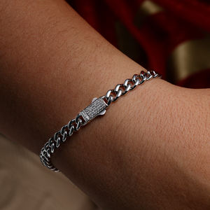 Grace Jewel新着925スターリングシルバーモナコチェーンブレスレットマイアミキューバチェーンブレスレット男性用ジルコン付き - Product Image 4