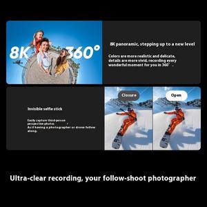 Caméra d'action Insta360 X5 HD anti-tremblement, étanche, panoramique, pour moto, ski, enregistrement, caméra sportive portable - Product Image 4