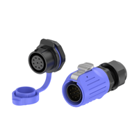 Connecteur d'alimentation circulaire étanche IP68 Quick Fit Blue LP20, 2-7 broches, type à souder, pour affichage LED