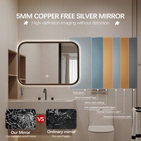 Miroir de salle de bains rétroéclairé par LED de mur de cadre en bois solide rustique de rectangle avec le miroir de vanité de salon de décor de lumières
