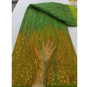 トップレース売れ筋ビーズチュール卸売価格ウェディングブライダルレース女性用アフリカレース生地ウェディングドレス - Product Image 4