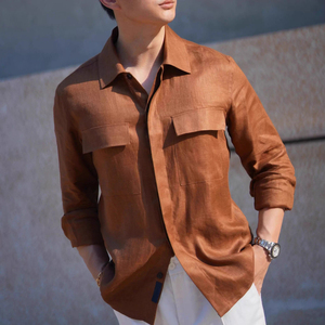 Camicie da <span class=keywords><strong>Uomo</strong></span> Personalizzate OEM in Stile Italiano, Vendita all'Ingrosso, Casual Business, per Feste e Vacanze, in <span class=keywords><strong>Lino</strong></span>/Abbigliamento da Lavoro, Camicie da <span class=keywords><strong>Uomo</strong></span> per Commercio Estero - Product Image 1