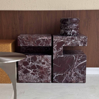Table console moderne en pierre naturelle Rosa Levanto, fabriquée à la main, pour appartements et salons, meubles de salon