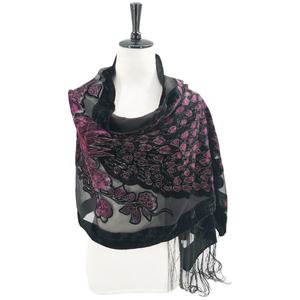 MIO <span class=keywords><strong>Elegante</strong></span> <span class=keywords><strong>Sciarpa</strong></span> Classica in Viscosa Setosa Pashmina con Nappe in Velluto di Seta Ricamato Stile Pavone per Donne a Yiwu - Product Image 1