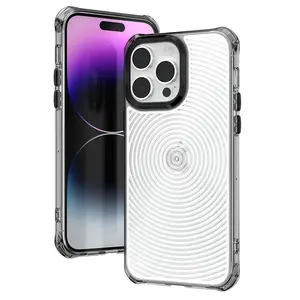 Sarung Bumper sudut pola silang Spiral, dengan pelindung lensa cincin pelindung ponsel untuk Iphone 14 Pro Max Iphone 13