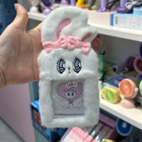 Porte-clés en peluche Kpop Lapin aux longues oreilles, porte-badge et porte-carte photo, pendentif de sac pour étudiant et travailleur