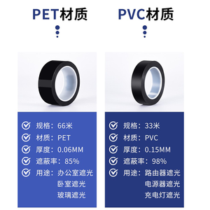 Pet Pvc Blackout Tape 0.06 0.15Mm 33 66M Light Blocking For Office Window Led Router Power Supply - Product Image 1